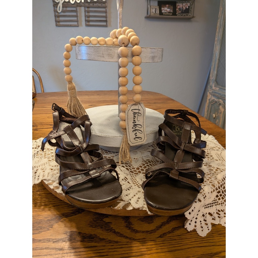 Decree Brown Ankle Strap Sandals Size 8